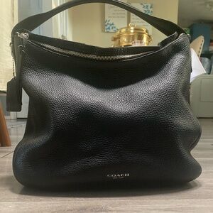 Coach Pebbled Black Leather Hobo Bag